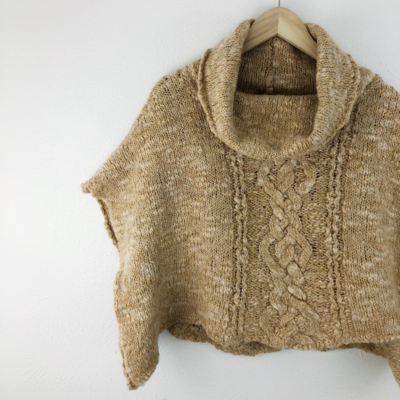 Free People Sweaters - Free People Oversized Cable Knit Turtleneck Poncho